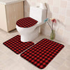 3 Pieces Christmas Bathroom Rugs and Mats Sets, Non Slip Water Absorbent Bath Rug, Toilet Seat/Lid Cover, U-Shaped Toilet Mat, Home Decor Doormats - Red Black Classic Farm Buffalo Plaid