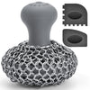 SUBEKYU Cast Iron Scrubber Kit, Stainless Steel Cast Iron Skillet Cleaner, Chainmail Scrubber with Scraper Tool for Cast Iron Pans/Grill Nets/Sinks, Grey, 1 Set