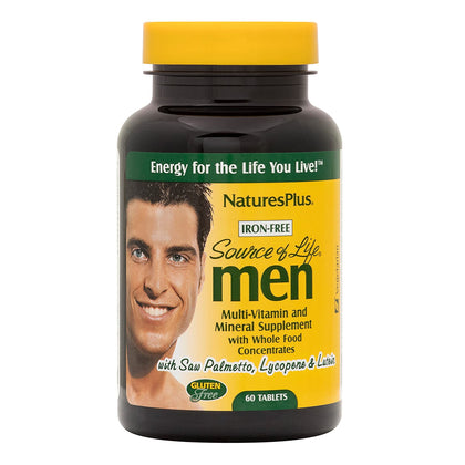 NaturesPlus Source of Life Men Multivitamin - 60 Vegetarian Tablets - Whole Food Supplement - Natural Energy Production & Overall Wellbeing for Men - Gluten-Free - 30 Servings