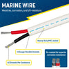 GS Power Marine Wire - 50 Ft, 14 Gauge AWG Electrical Boat Wiring - Oxygen-Free Insulated Black and Red Sheathed Copper
