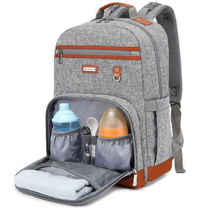 BILLITON MASHI Diaper Bag Backpack, Large Baby Nappy Bags with Portable Changing Pad, Waterproof and Stylish,(Grey) (Grey) (Grey)