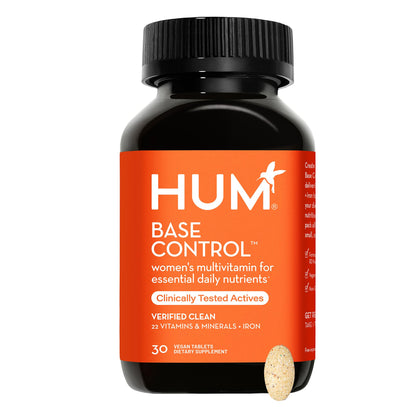 HUM Base Control - Daily Women's Multivitamin & Minerals Supplement with B Complex, Vitamin C, 22 Micro-Nutrients + Iron & Biotin to Support Pre-Menopause Women - Non-GMO & Gluten-Free (30 Tablets)