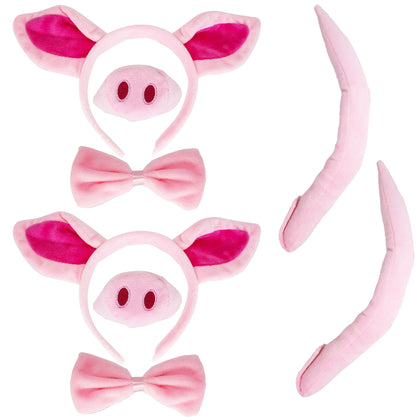 SGBETTER 8 Pieces Pig Costume Set Pig Ears Headband Tail Nose Bow Tie Pink Pig Animal Accessories for Kids Girls Halloween Cosplay Dress up