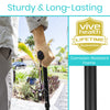 Vive Foldable Walking Cane for Men, Women - Collapsible, Lightweight, Adjustable, Portable Hand Walking Stick - Balancing Mobility Aid - Sleek, Comfortable T Handles (Black)
