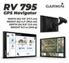 Garmin RV 795 GPS Navigator, Large, Easy-to-Read 7, Custom RV Routing, High-Resolution Birdseye Satellite Imagery with Wearable4U Power Pack Bundle