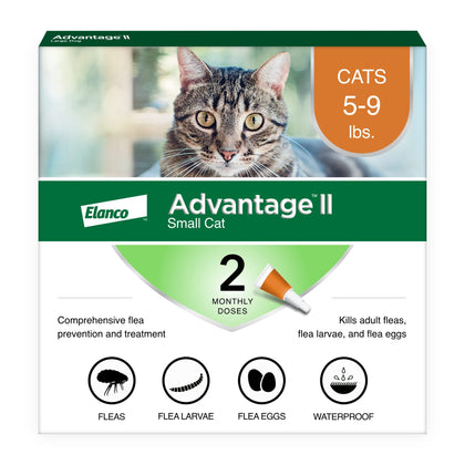 Advantage II Small Cat Vet-Recommended Flea Treatment & Prevention | Cats 5-9 lbs. | 2-Month Supply