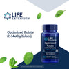 Life Extension Optimized Folate - L-methylfolate - Heart & Brain Support, Healthy Homocysteine Levels - Non-GMO, Gluten-Free, Vegetarian - 1700 mcg DFE, 100 Vegetarian Tablets