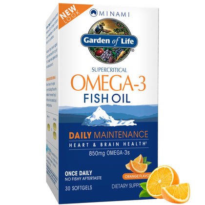 Garden of Life EPA/DHA Omega 3 Fish Oil - Minami Natural Brain Function, Heart and Mood Supplement, 30 Softgels
