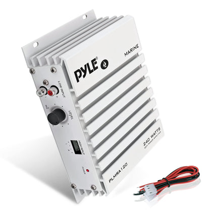 Pyle Hydra Marine Amplifier - Upgraded Elite Series 240 Watt 4 Channel Audio Amplifier - Waterproof, 4-8 Ohm Impendance, GAIN Level Controls, RCA Stereo Input & LED Indicator (PLMRA120)