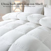 ELNIDO QUEEN Feather Down Comforter Queen Duvet Insert, All Season White Luxury Hotel Fluffy Bed Comforter, Ultra Soft 100% Cotton Cover, Queen Size 90x90 Inch