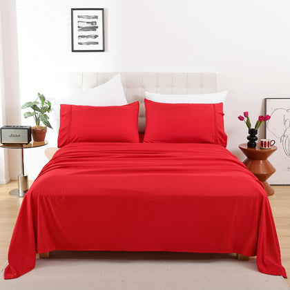 Whitney Home Textile Twin Sheet Set - 3 Piece Soft Microfiber Bed Sheets for Twin Size Bed, Fit Deep Pocket Cooling Sheets and Pillowcase Set, Hotel Durable Wrinkle Free Sheets