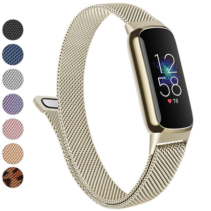 Metal Band for Fitbit Luxe Bands Women Men, Stainless Steel Mesh Loop Adjustable Magnetic Wristband Replacement Strap Compatible with Fitbit Luxe Fitness and Wellness Tracker (Champagne Gold)