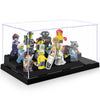 Mlikero 2 Pack Display Case for Minifigures Action Figures Block,Removable Acrylic Minifigure Display Case Box Storage with 3 Movable Steps for Collection Bricks Blocks Toys ,Models Minifigures