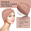 ASKNOTO 4 Pieces Soft Hair Turbans, Pre Tied Headwrap Knot Pleated Chemo Headwear for women