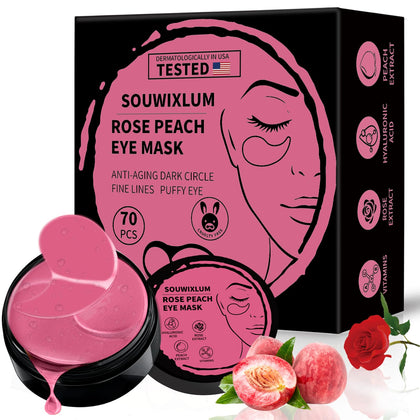 Under Eye Patches For Puffy Eyes 70PCS, Rose Under Eye Mask For Dark Circles and Puffiness, Under Eye Mask Patches Skincare, Eye Gel Pads, Eye Patches For Wrinkles, Puffy Eyes Bags Treatment Women Men