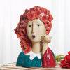 DiliComing Garden-Statues Women-Head Statues for Home Decor - 13 Inch Women with Cat Modern Art Statue, Resin Cat Sculptures for Patio, Tabletop, Bedroom, Office, Garden Home Décor (Red)