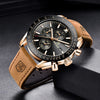 BENYAR Mens Watches Quartz Chronograph Business Luxury Brand Waterproof Wristwatches Fashion Brown Leather Watches for Men (Brown Black)