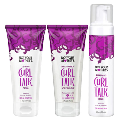 Curl Talk 6 oz Assortment Bundle - Curl Talk Cream 6oz, Curl Talk Gel 6oz, and Curl Talk Foam 6oz