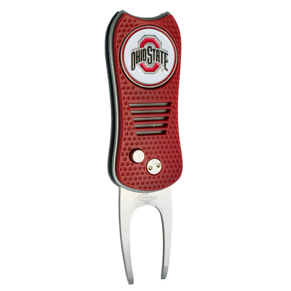 Team Golf NCAA Ohio State Buckeyes Retractable Divot Tool with Double-Sided Magnetic Ball Marker, Features Patented Single Prong Design, Causes Less Damage to Greens