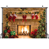 CYLYH 7x5ft Christmas Photography Backdrops Child Christmas Fireplace Decoration Background for Photo D087