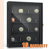 Championship Ring Display Case, 16 Posts Ring Display Case, 10 x 12 Wall Mount Shadow Box, Baseball Ring Holder, Black