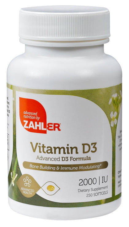Vitamin D3, Advanced D3 Formula, 50 mcg (2,000 IU), 250 Softgels, Zahler