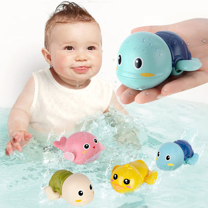 Bath Toys, 4 Pack Baby Bath Toys for Toddlers 1-3, Floating Wind-up Toys Swimming Pool Games Water Play Set Xmas Gift for Bathtub Shower Beach Infant Toddlers Kids Boys Girls Age 1 2 3 4 5 6 Years