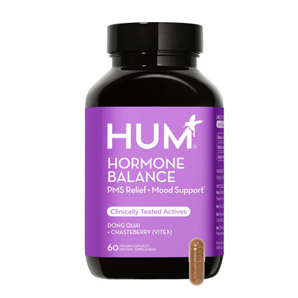 HUM Hormone Balance - Mood Booster Supplement for Women - Support for Cramps, Cravings, Irritability & Hormonal Balance - Chasteberry & Dong Quai Women's Monthly Support Supplement (60 Vegan Capsules)