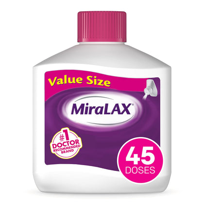 MiraLAX Laxative Powder, Gentle Constipation Relief, PEG 3350, Physician Recommended, No Harsh Side Effects