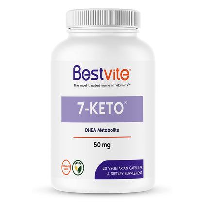 BESTVITE 7-Keto 50 mg DHEA (120 Vegetarian Capsules) - No Stearates