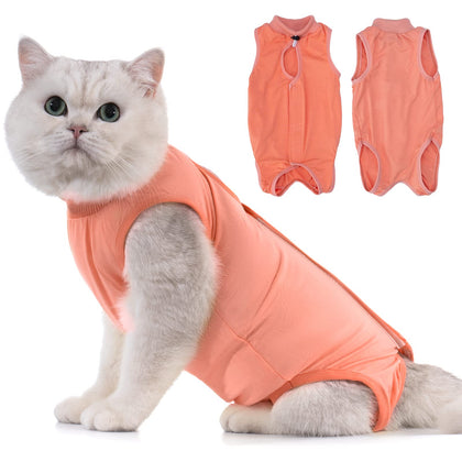 Avont Cat Recovery Suit - Kitten Onesie for Cats After Surgery, Cone of Shame Alternative Surgical Spay Suit for Female Cat, Post-Surgery or Skin Diseases Protection -Coral(S)