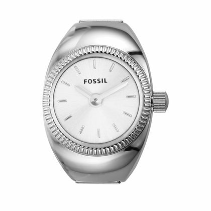 Fossil Women's Quartz Stainless Steel Two-Hand Watch Ring, Color: Silver (Model: ES5245)