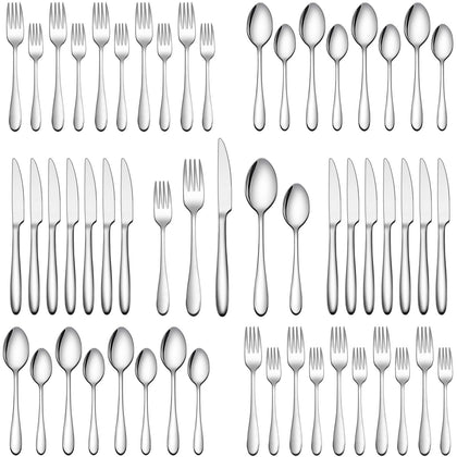 30-Piece Silverware Set, Wildone Stainless Steel Flatware Set Service for 6, Tableware Cutlery Set for Home Kitchen Hotel Restaurant, Mirror Polished, Dishwasher Safe
