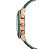 SWAROVSKI Octea Lux Chrono Rose Gold Quartz Watch with Leather Strap, Green Crystals, Swiss Made