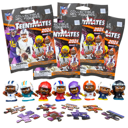 Teenymates Party Animal Series (12) 2023 NFL Figures Blind Bags Gift Set Party Bundle - 4 Pack - 8 Figures Total