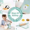 Play Kitchen Accessories, Frogprin Wooden Toy Mixer Set, Pretend Play Food Sets for Kids Kitchen - Includes Extra Egg, Rolling Pin, Cookies, Sugar, Flour