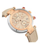 Versace Womens Silver Tone Swiss Made Watch. Revive Chrono Collection. High Fashion Adjustable Ivory Leather Strap with Ivory Dial. Featuring Deluxe Mirror Finish and Red Cabochons