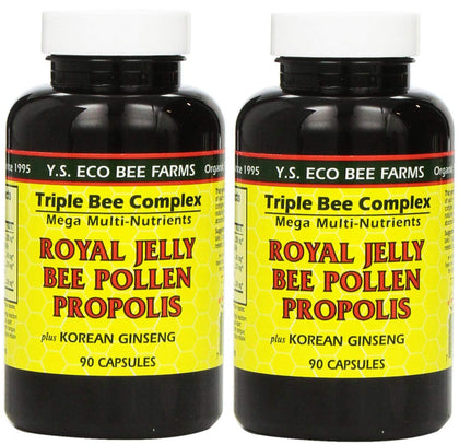 YS Eco Bee Farms, Royal Jelly Bee Pollen Propolis plus Korean Ginseng, 90 Capsules (2Pack)