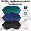 Silk Sleep Mask for Sleeping with Adjustable Strap, Satin Blackout for Men&Women, Comfortable Blindfold Eyeshade for Night Sleep (Black,Blue,Green)