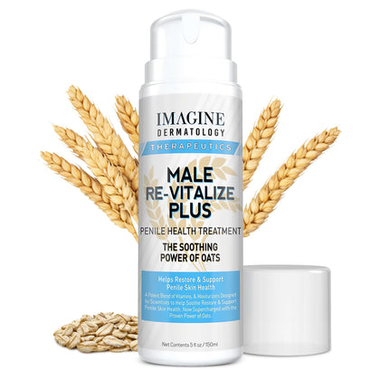 Imagine Dermatology Male Re-Vitalize PLUS - Oats Penile Health Cream for Men - Relieve, Restore and Support Skin - Moisturizer Penile Lotion - Large Value Size (5fl oz/150ml)