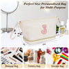 Travel Makeup Bag, Personalized Large Double Layer Make Up Gift Cosmetic Bag for Women, Initials Wide-open Makeup Pouch Organizer Bag for Girls, Roomy Makeup Travel Bags - M