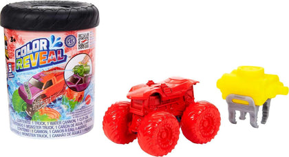 Hot Wheels Monster Trucks Color Reveal Truck with Clip-On Water Tank, 1 Toy Truck with Surprise Reveal (Styles May Vary)