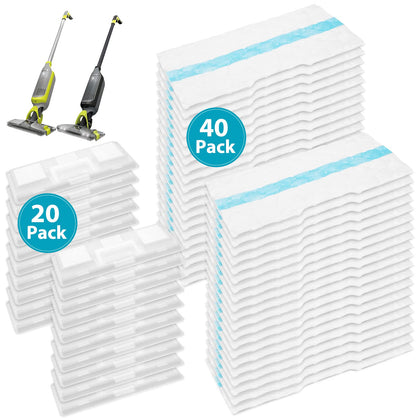 Extolife 40 Pack Vac Mop Pads Refills Replacement for Shark Vacmop VM252 VM251 VM200 VM200C VM190 VM252C QM250 VM250 VC205 Vacuum Mops, 40 Pack Disposable Mop Pads and 20 Pack Dirt Chambers (40 Pack)