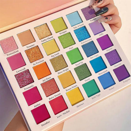 30 Colors Glitter Glittery Shimmery Magic Eyeshadow Makeup Palette Pallet, Glitter Shimmer Matte Colors Blue Green Red Purple Yellow Sparkle Glitter Gel Glue Makeup Eyeshadow Palettes Pallet (30 Colors)