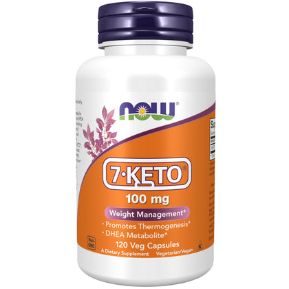 NOW Supplements, 7-Keto (DHEA Acetate-7-one) 100 mg, Weight Management*, 120 Veg Capsules