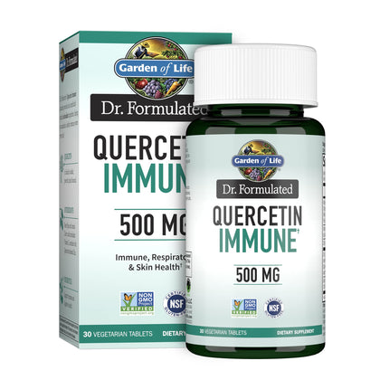 Garden of Life Quercetin Once Daily Immune System Support Supplement with Vitamin C, D & Probiotics - Dr Formulated - Immune Health, Respiratory Health, Skin Health, Gluten Free, Non GMO - 30 Tablets