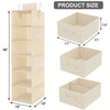 Fixwal Hanging Closet Organizer 6-Shelf Hanging Shelves for Closet with 3 Removable Drawers & Side Pockets Hanging Shelf Organizer for Bedroom or Garment Rack Beige