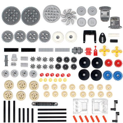 UpGLeuch 117PCS Technic Gears and Axles Sets for Lego Technic Sets,Technic Parts and Pieces Bulk Building Block Accessories-Technic Replacement Connectors, Axles, Gears and Gears Rack, Worm, Pins