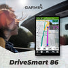 Garmin DriveSmart 86, 8-inch Car GPS Navigator with Bright, Crisp High-Res Maps and Voice Assist with Wearable4U Power Pack Bundle