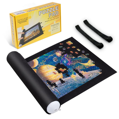 Jigsaw Puzzle Mat Roll Up, 2000 Pieces, 1500 1000 500 Saver Large Puzzles Board Non-Slip Surface for Adults Kids, Portable Storage Premium Pump Glue Felt Inflatable Tube Holder Organizer Pad Keeper